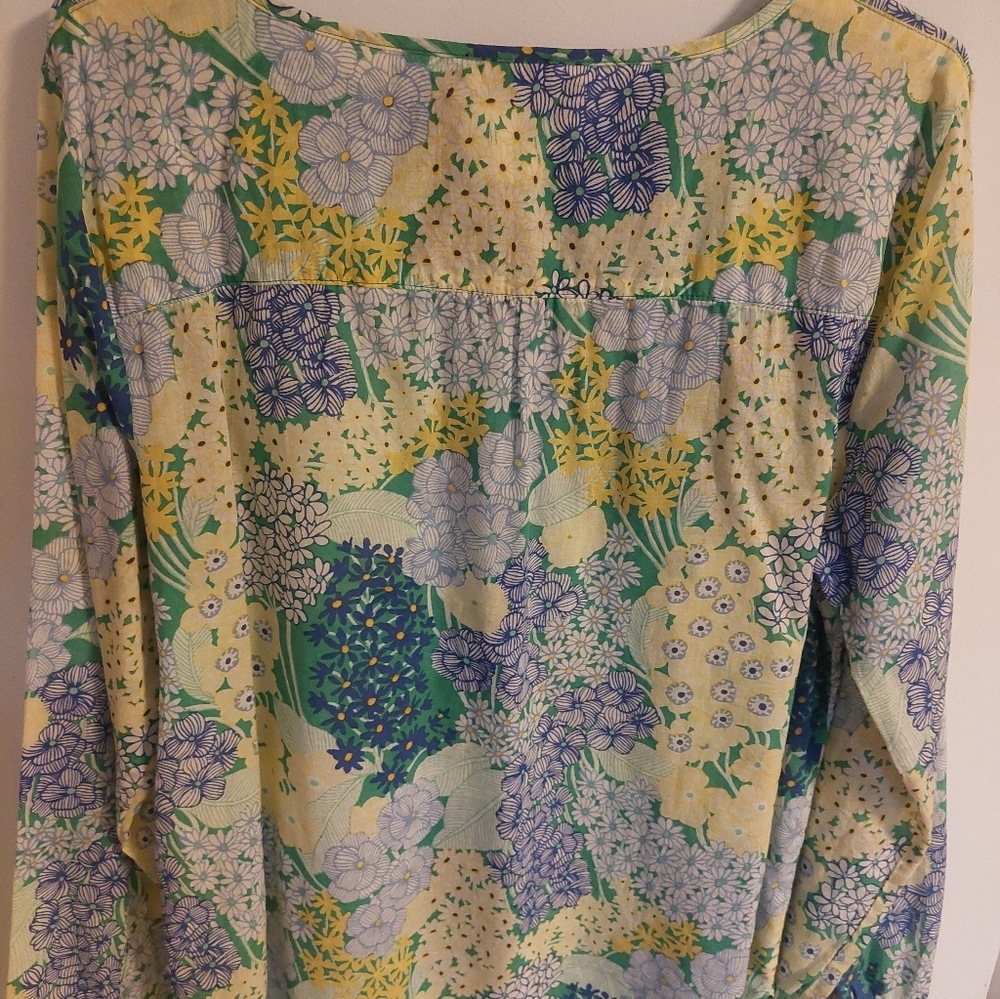 Talbots Floral Print Blouse in Blue and Green - Picture 4 of 4